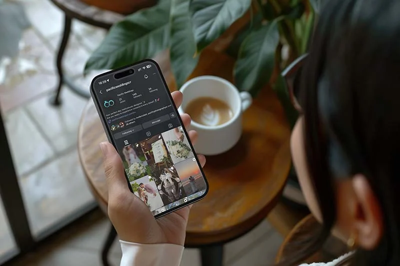 female viewing social media management female viewing social media management